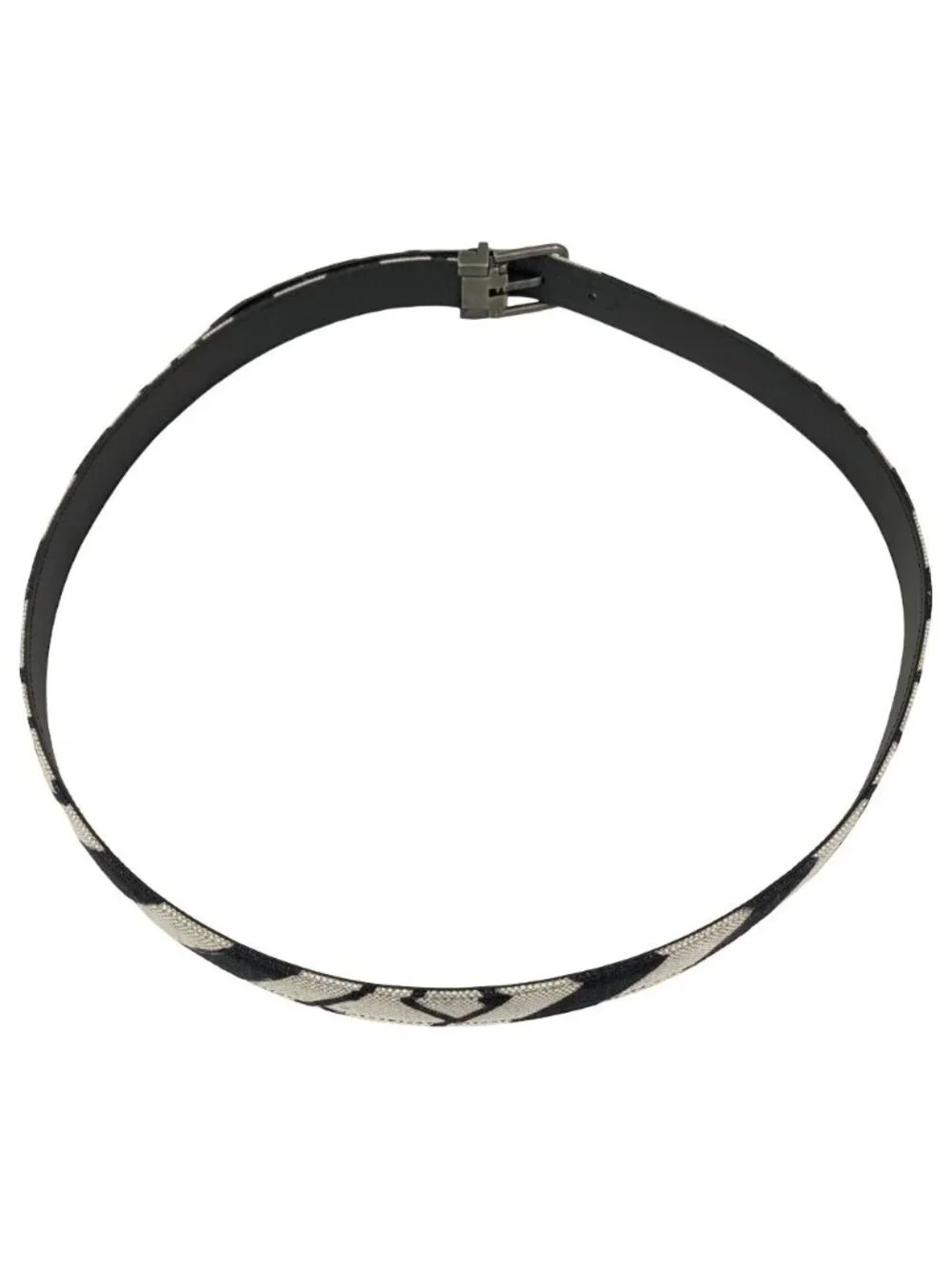 Dolce & Gabbana D&G All Over Pattern Canvas Leather Belt 105 Black Ivory